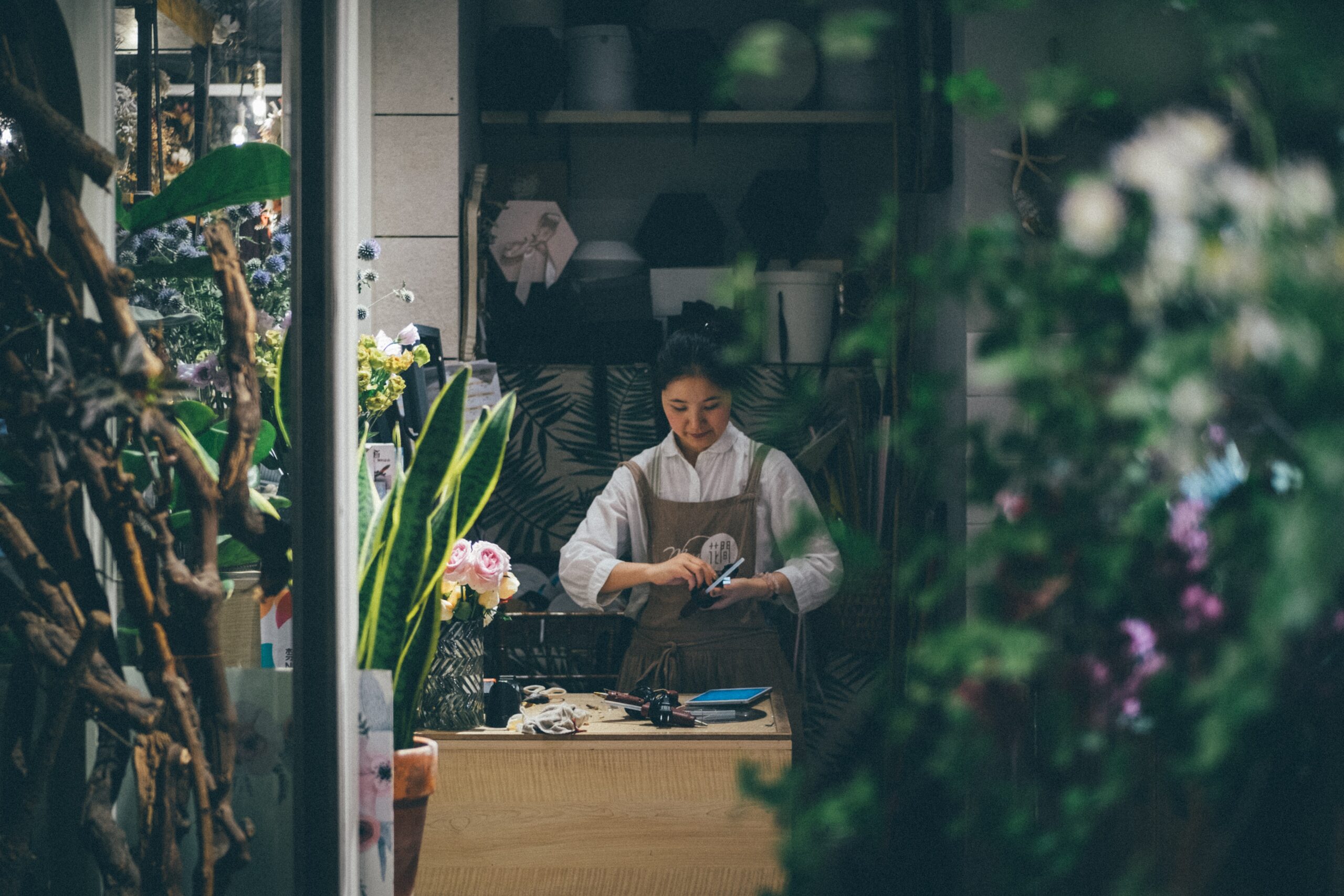Florist at a small business