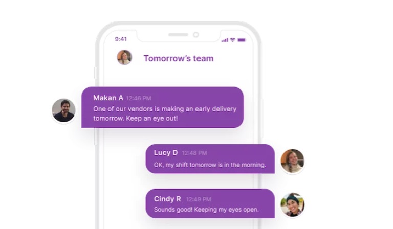 A view of Homebase’s team communication tool.