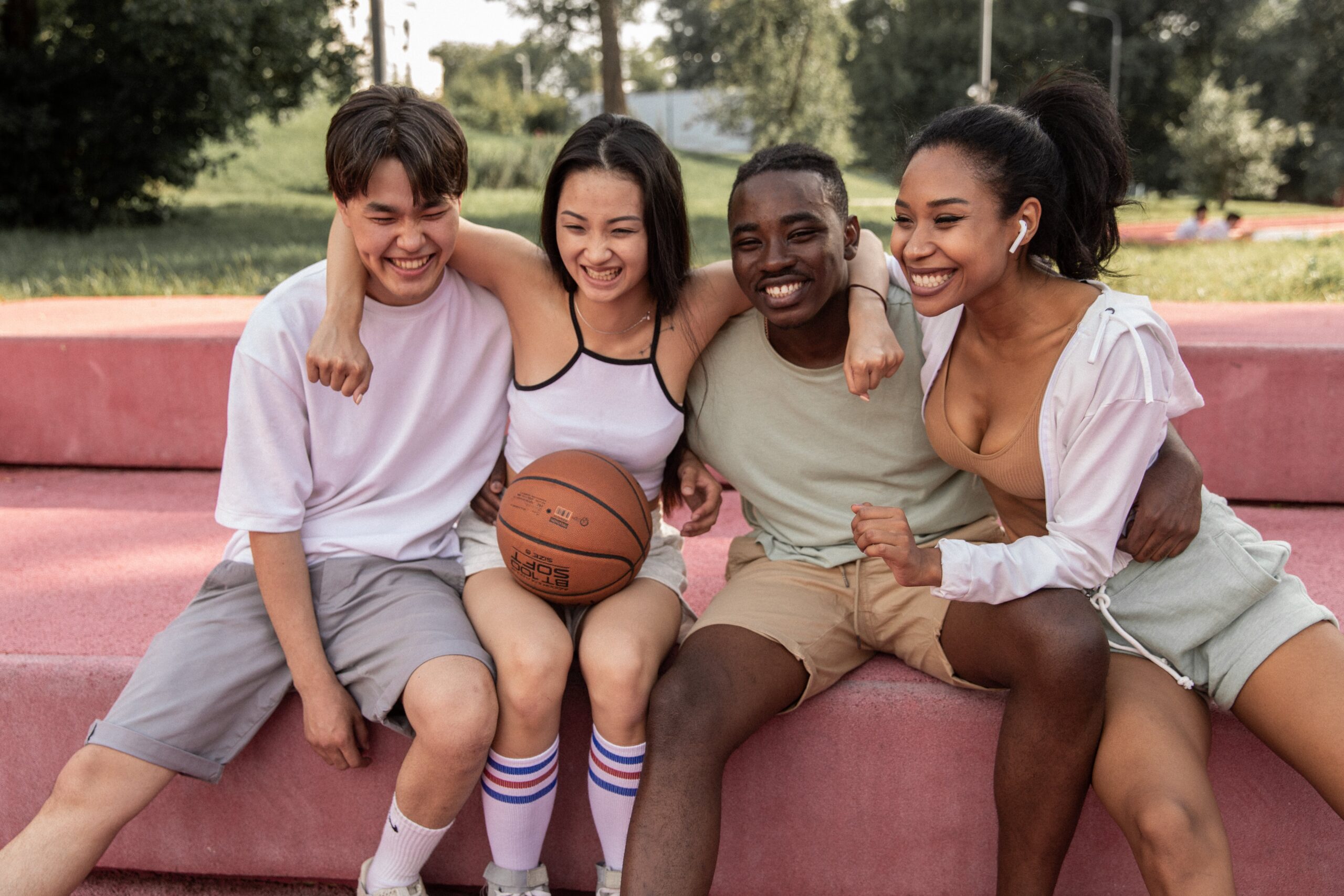 Basketball playing friends
