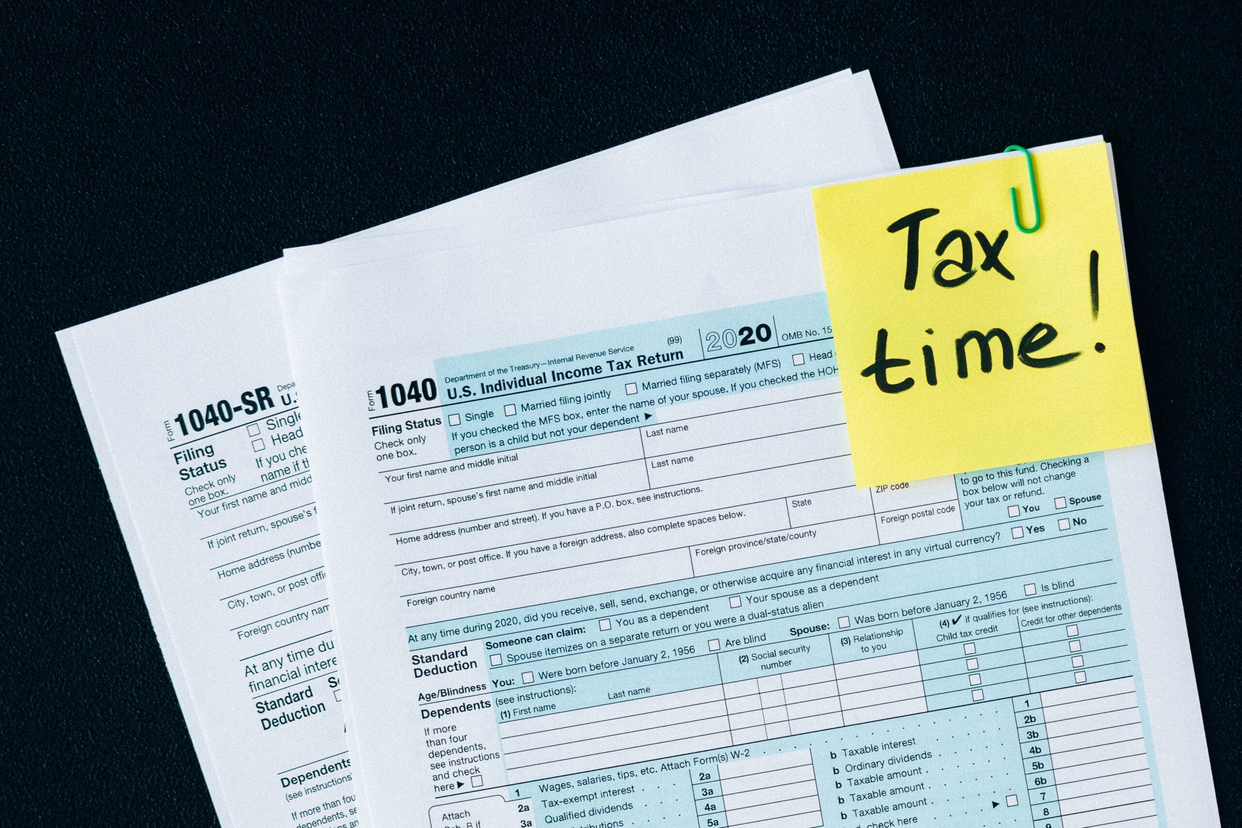 Tax documents on table