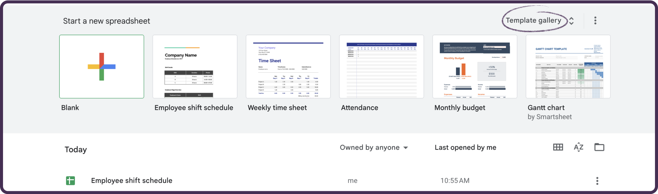 Employee schedule template