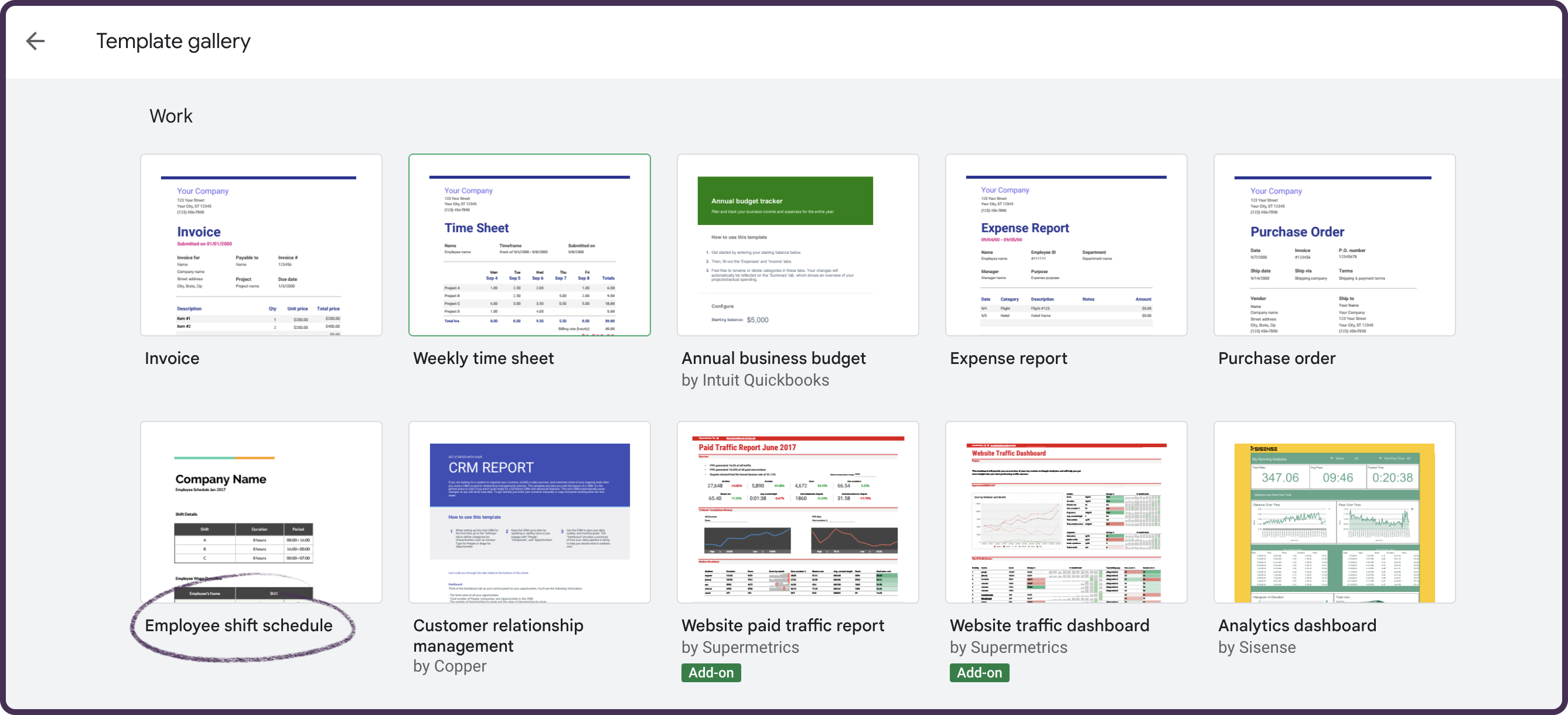Employee schedule template