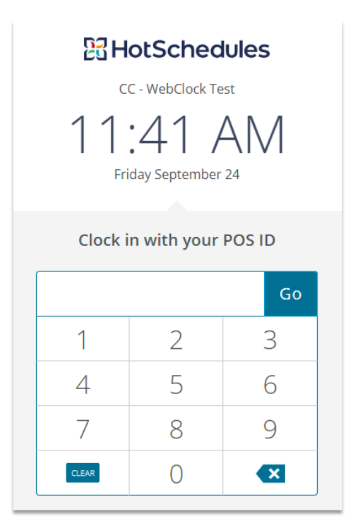 A screenshot of Fourth's WebClock interface.