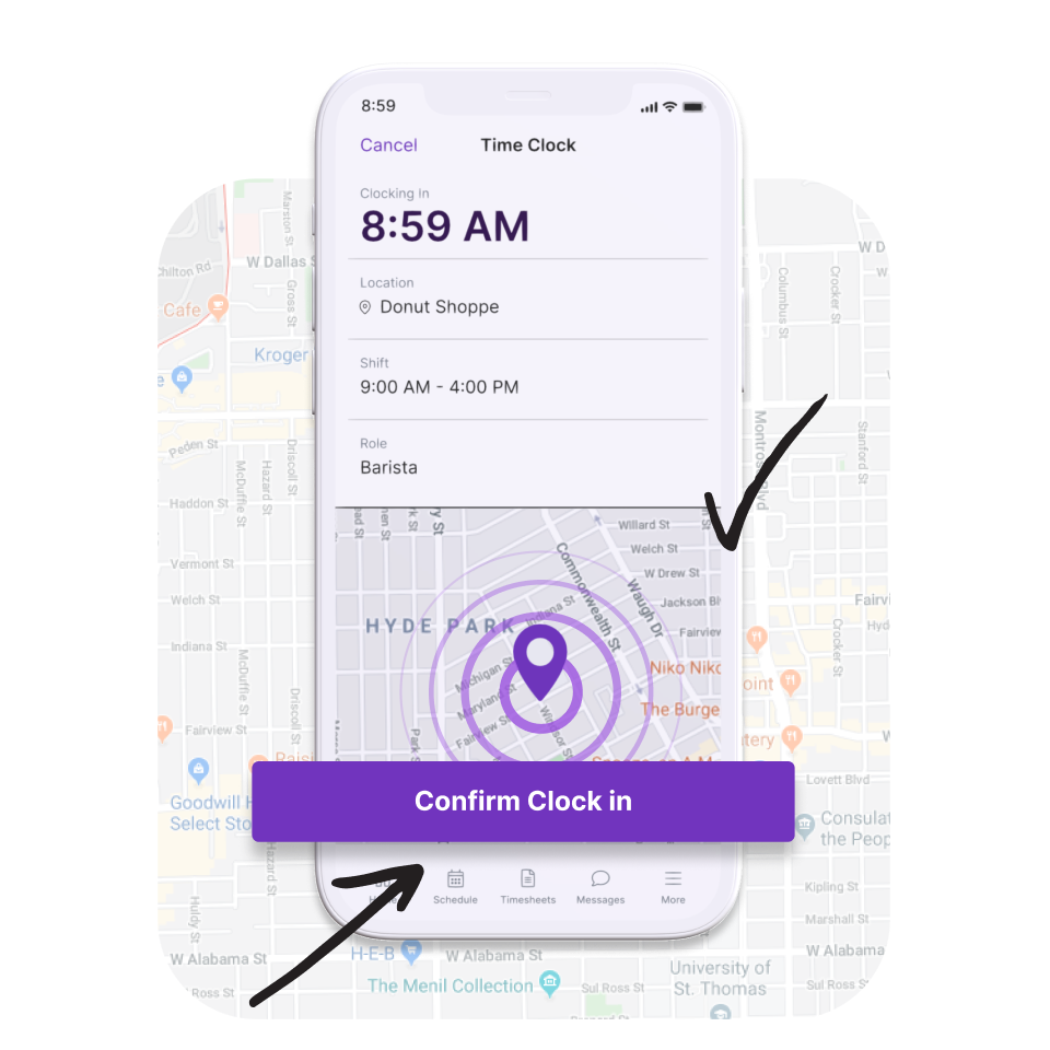 Homebase time clock check in photo