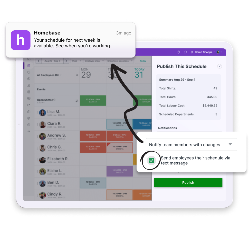 Homebase team scheduling product photo