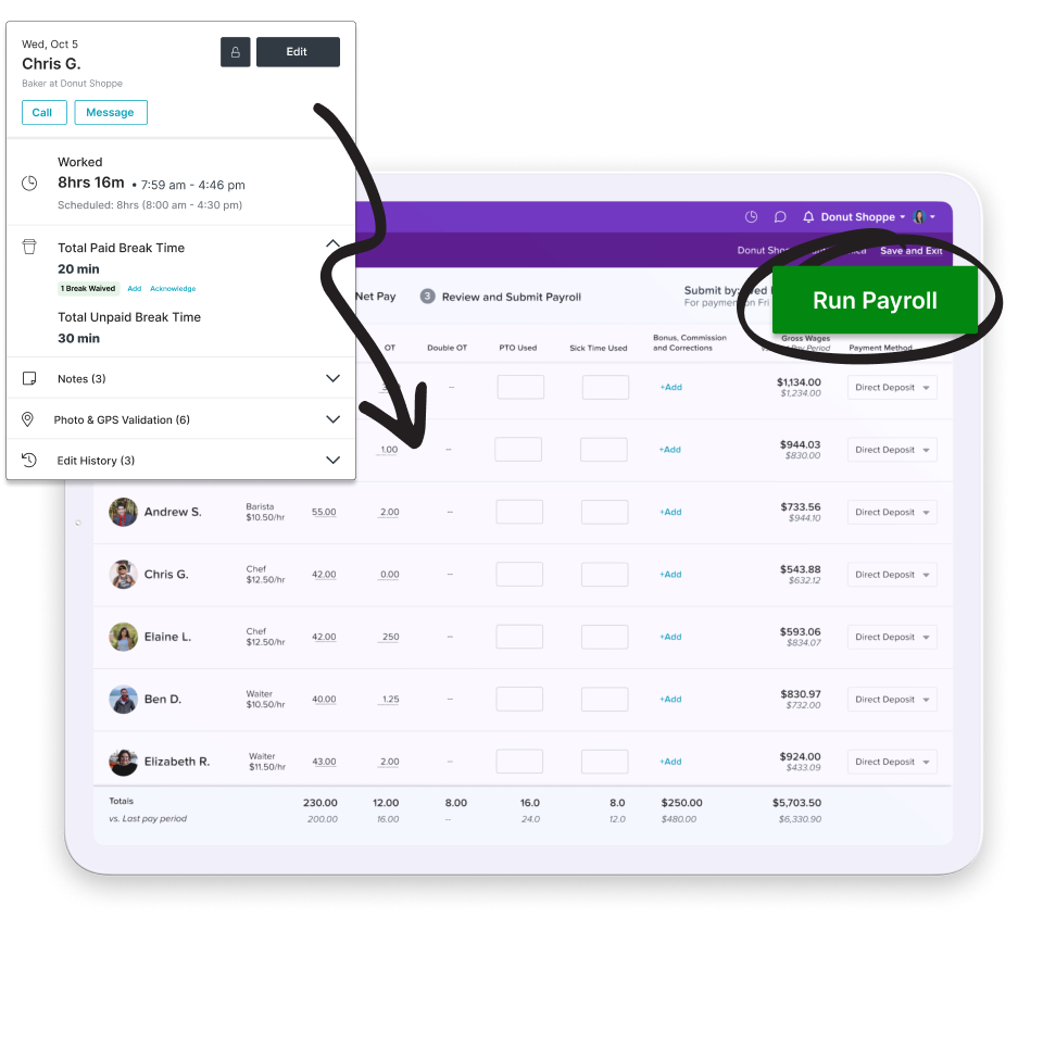 Homebase payroll product photo